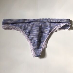 Victoria’s secrets NEW  blue/gray stripes thongs. Sz  S.